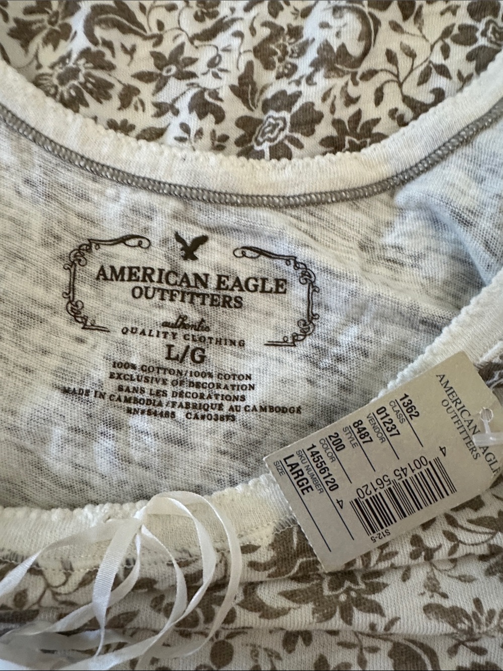 American Eagle Outfitters Cream and Taupe Floral Tank - Picture 2 of 3